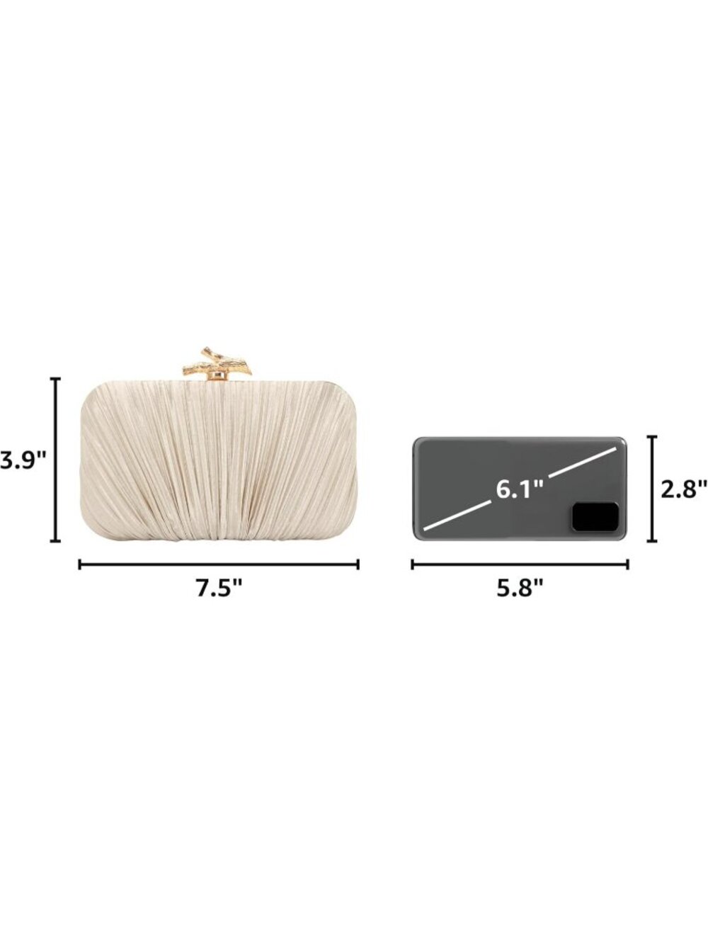 Women's Gold Clutch Purses With Chain Wedding Party Buckle Evening Handbag - Picture 3 of 7